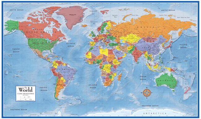 Map Laminated World Map 24x36 The Inside Cabin Exploring The   Laminated Map 650x385 